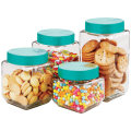 Large Square Glass Storage Jars for Home/Food Shop Storage& Organization with Metal Lids, FDA